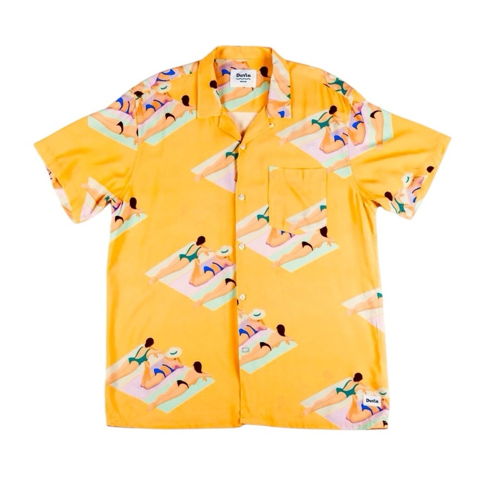 *SOLD* Duvin “Tanning Girls” x OUTER BANKS print Camp Collar Hawaiian Shirt